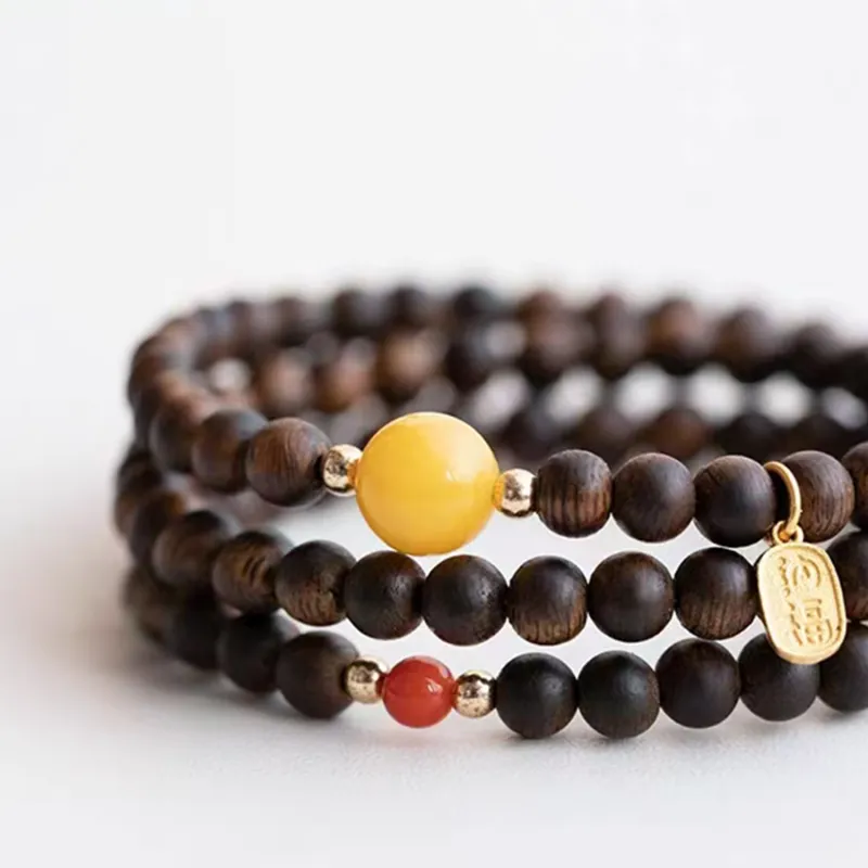 RIXIANGWAN Fragrance Agarwood Wooden Bracelets Unisex-4