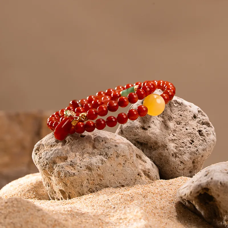 RIXIANGWAN South Red Agate Bracelets Unisex-1