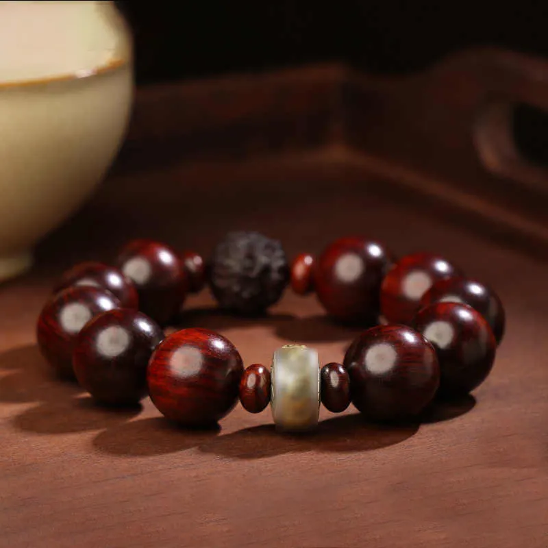 RIXIANGWAN Rosewood Bead Chain Unisex-4