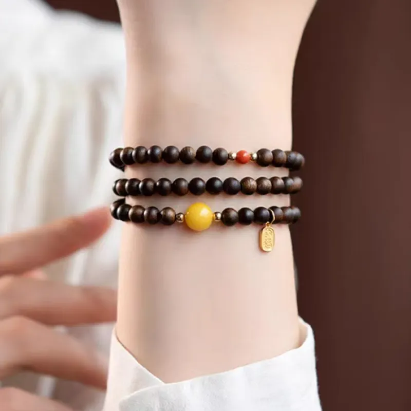 RIXIANGWAN Fragrance Agarwood Wooden Bracelets Unisex-1