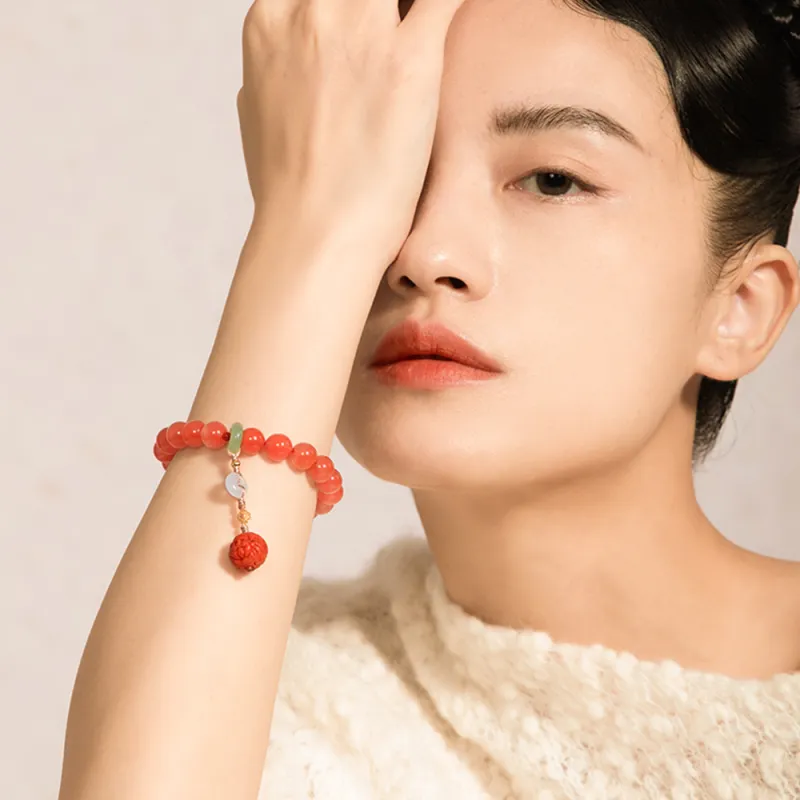 RIXIANGWAN Southern Red Agate Bracelets Unisex-2