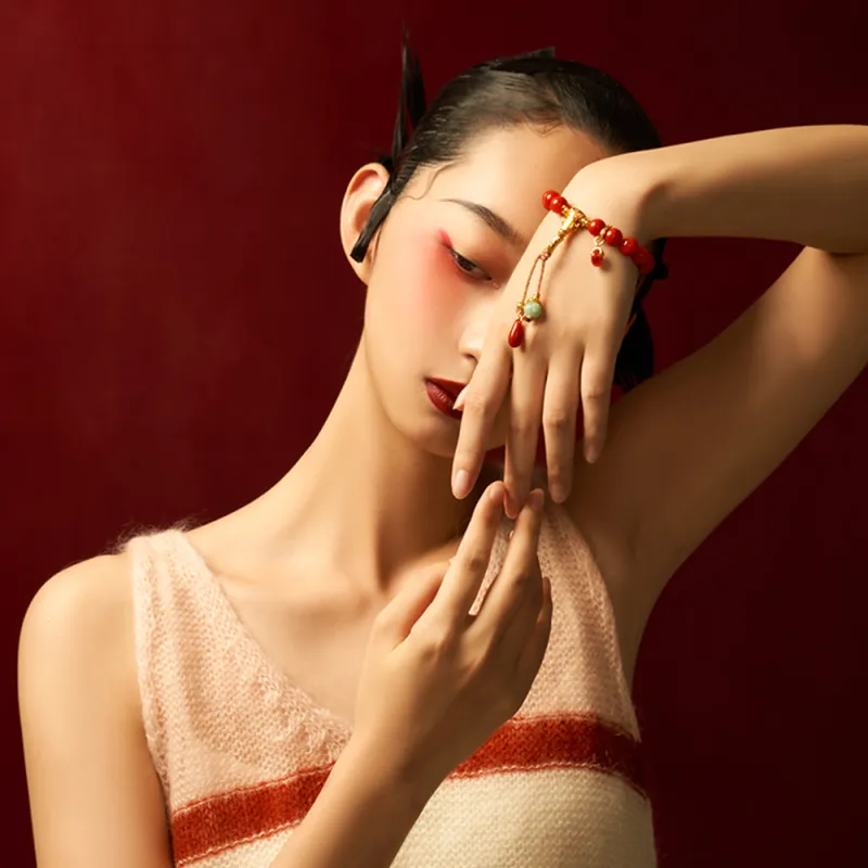 RIXIANGWAN South Red Agate Bracelets Unisex-3