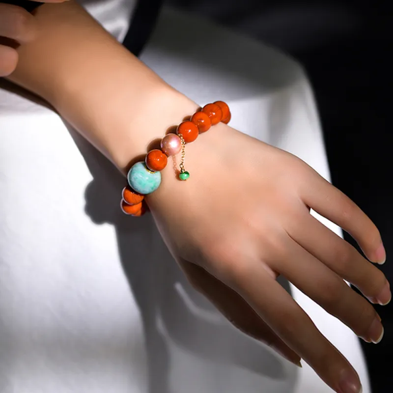 RIXIANGWAN South Red Agate Fine Jade Bracelets Unisex-4