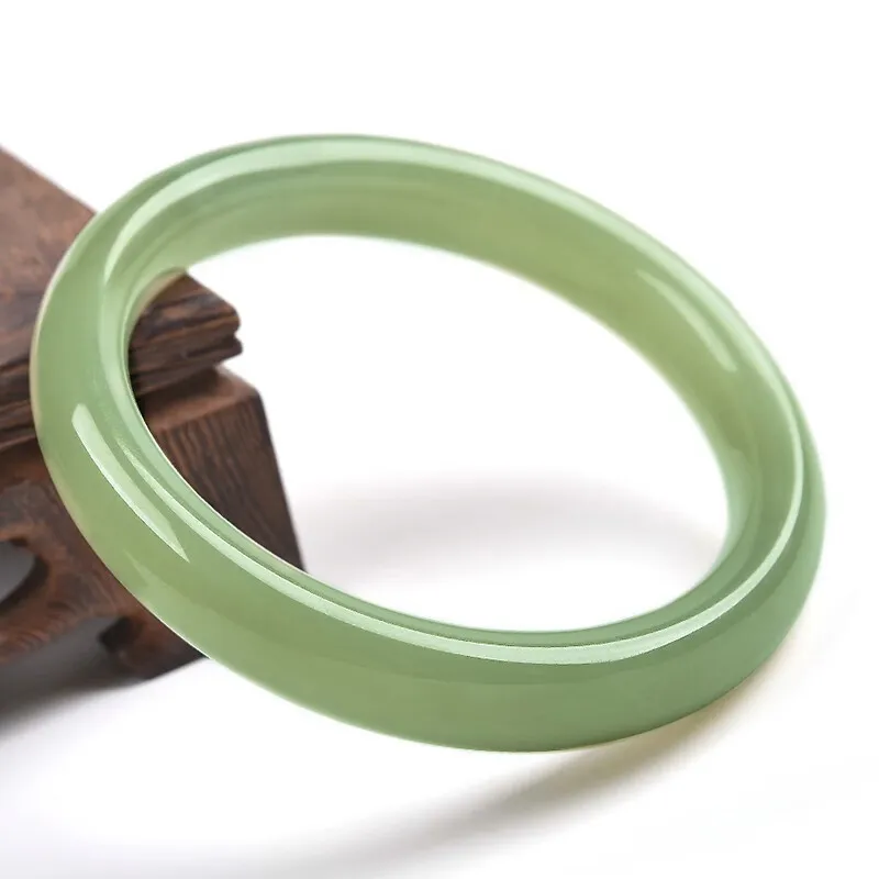 RIXIANGWAN Hetian Jade Bangles Green Jade Women's-5