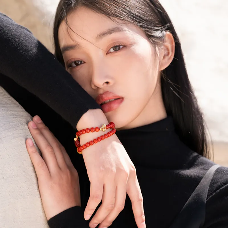 RIXIANGWAN South Red Agate Bracelets Unisex-4