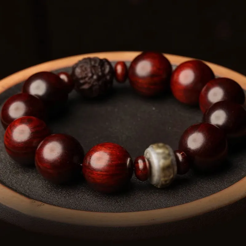 RIXIANGWAN Rosewood Bead Chain Unisex-3
