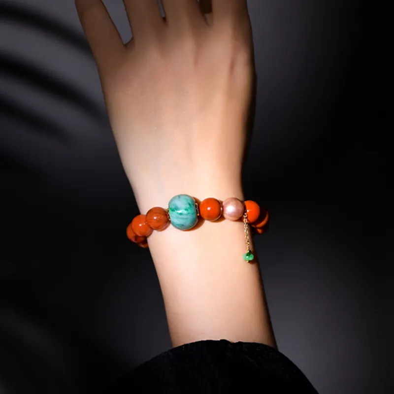 RIXIANGWAN South Red Agate Fine Jade Bracelets Unisex-3