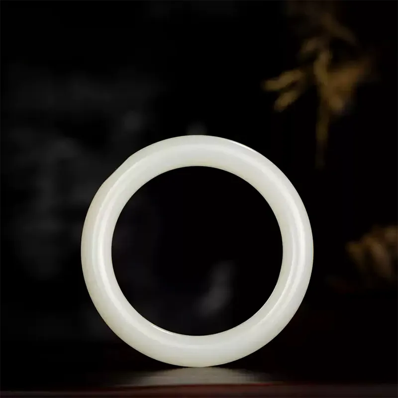 RIXIANGWAN Hetian Jade Bangles White Jade Women's-4