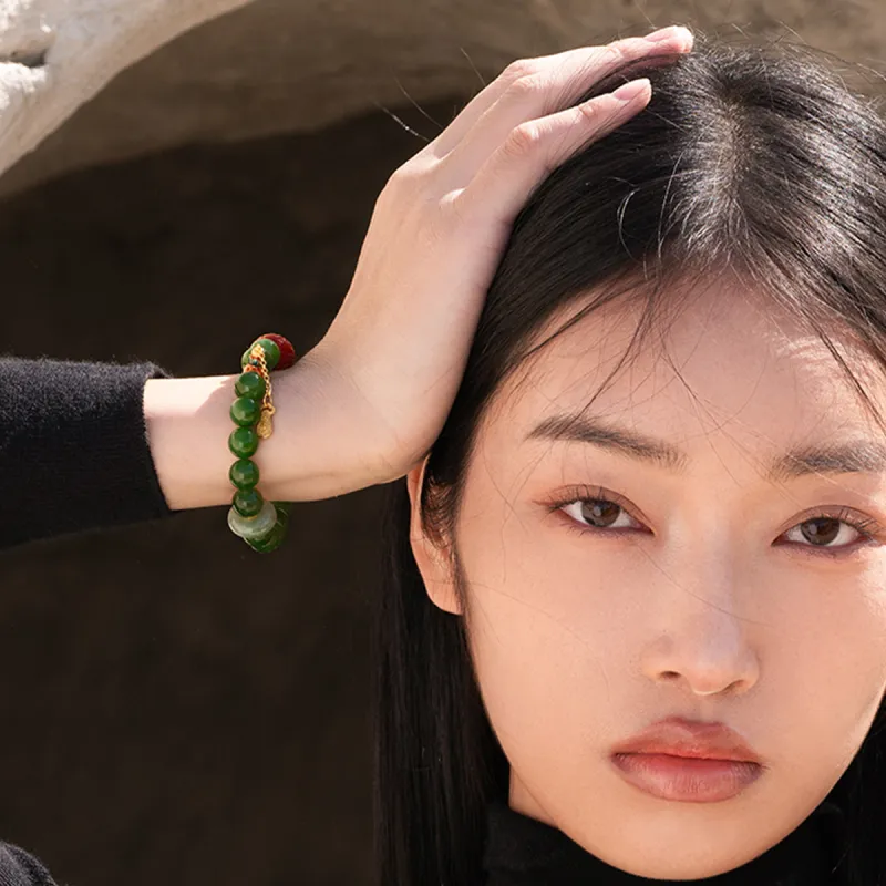 RIXIANGWAN Hetian Jade Bracelets Jasper Unisex-1