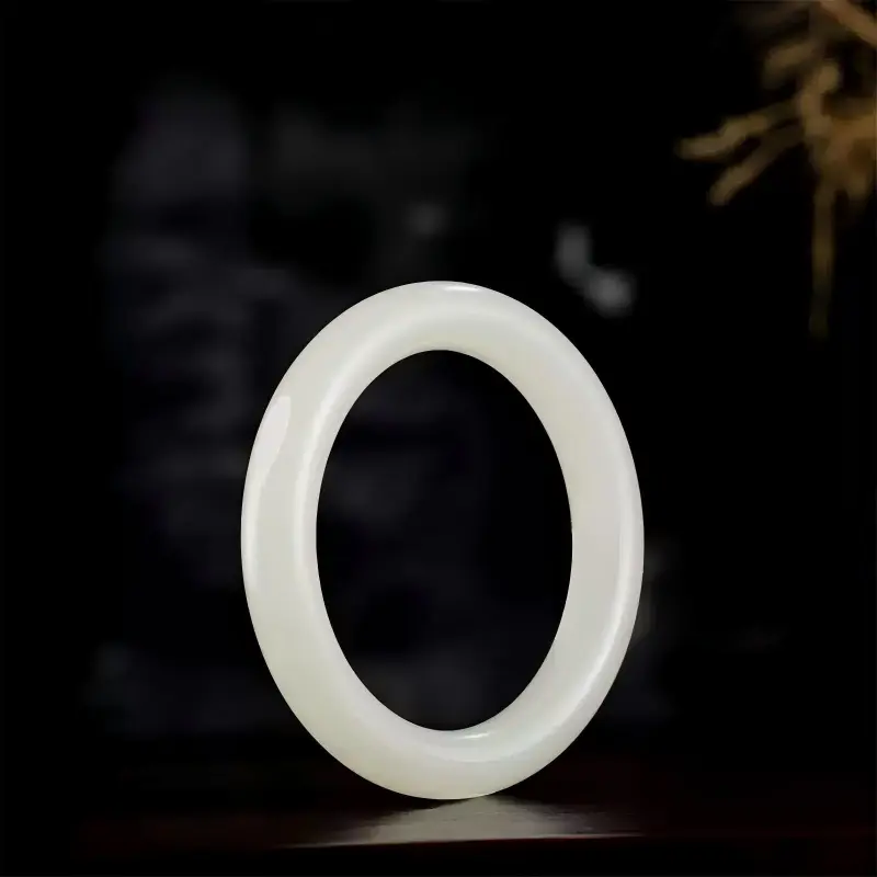 RIXIANGWAN Hetian Jade Bangles White Jade Women's-1