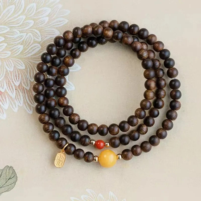 RIXIANGWAN Fragrance Agarwood Wooden Bracelets Unisex-3