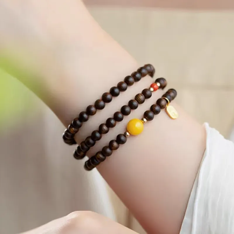 RIXIANGWAN Fragrance Agarwood Wooden Bracelets Unisex-2
