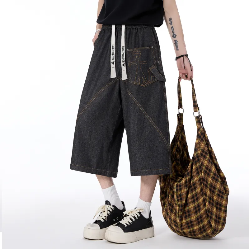 Love Monster Denim Shorts Unisex-3