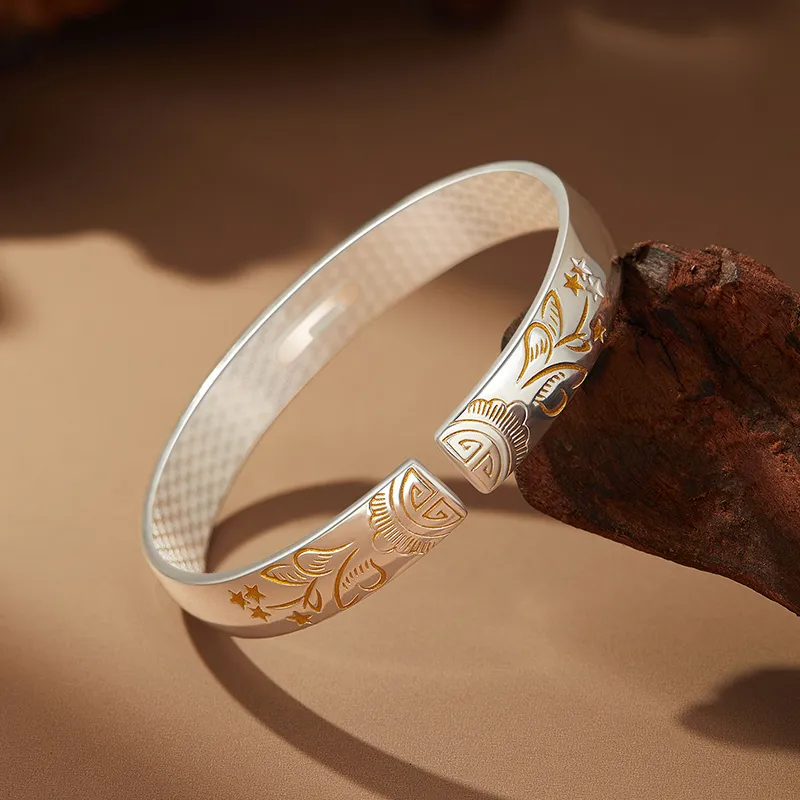 Fengxiang Good Gifts S999 Fine Silver Bangles Women's-4