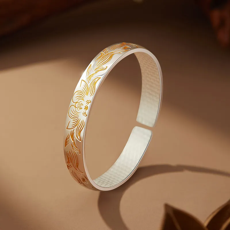Fengxiang Good Gifts S999 Fine Silver Bangles Women's-2