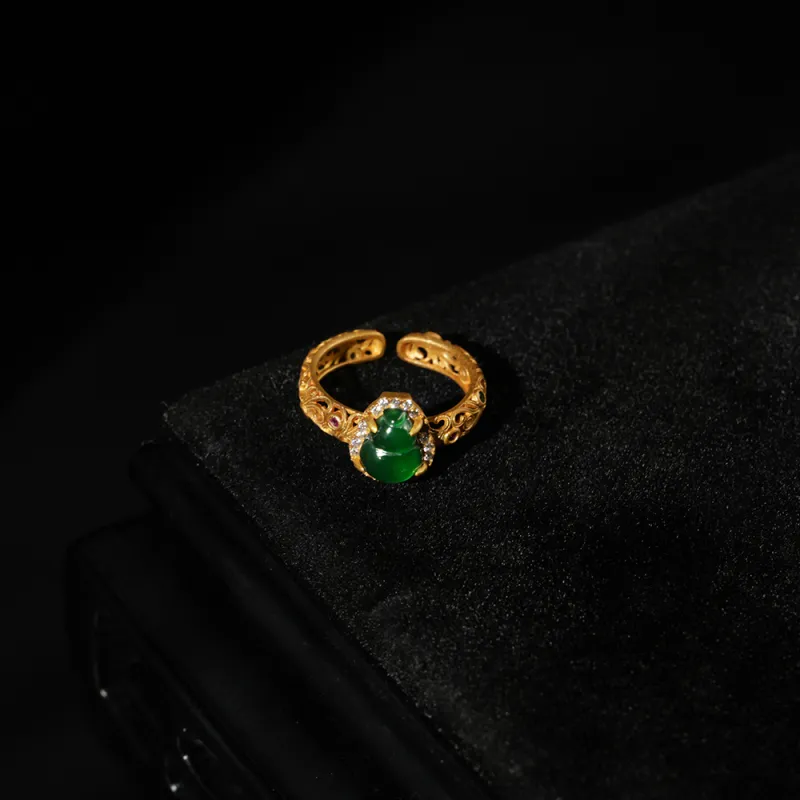 Seven Colorful Treasures Ice Glutinous Jadeite Rings Women's-5