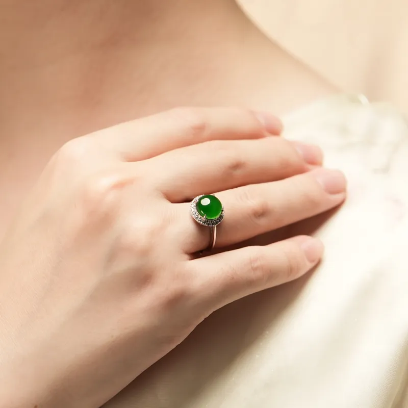 Seven Colorful Treasures Ice Glutinous Jadeite Rings Unisex-1