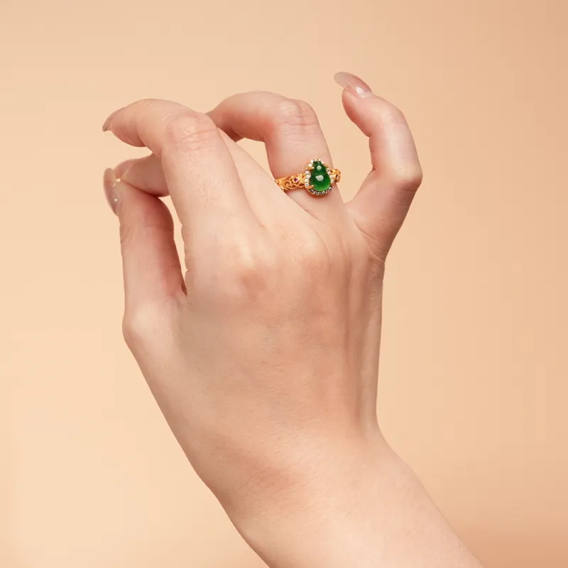 Seven Colorful Treasures Ice Glutinous Jadeite Rings Women's-3