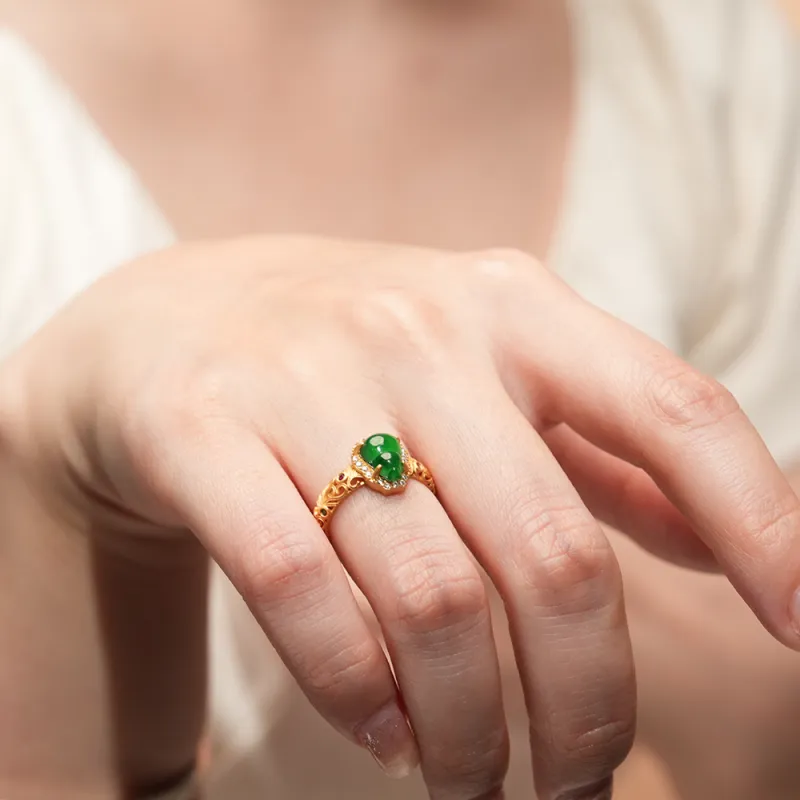 Seven Colorful Treasures Ice Glutinous Jadeite Rings Women's-2