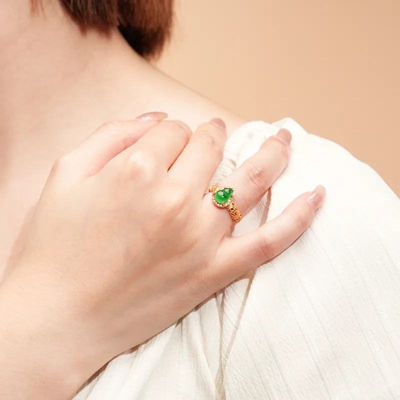 Seven Colorful Treasures Ice Glutinous Jadeite Rings Women's-1