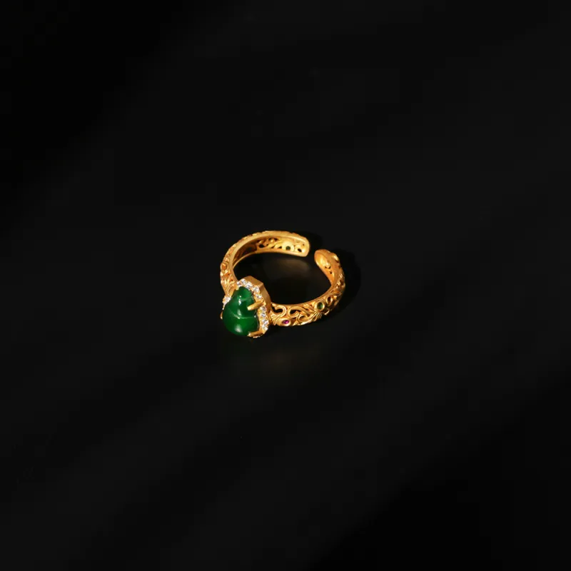 Seven Colorful Treasures Ice Glutinous Jadeite Rings Women's-6