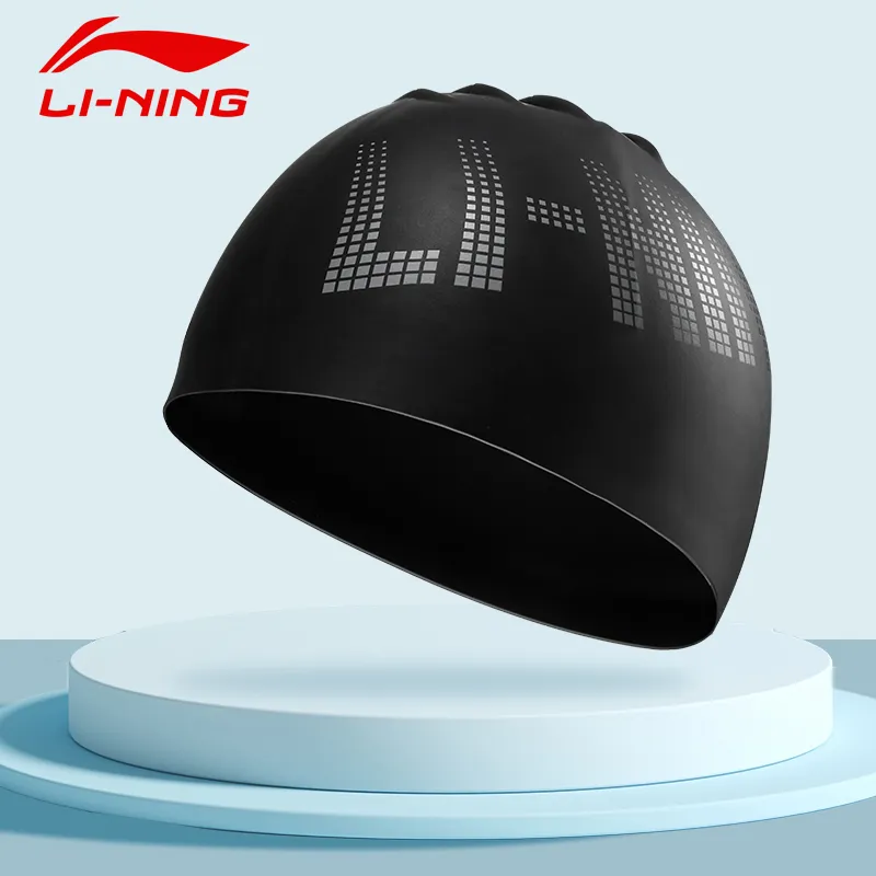 LiNing Swim Cap Silicone Unisex 18-20CM Black-1