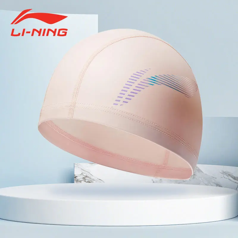 LiNing Fabric Coated Swim Cap PU Unisex 26CM Pink-2
