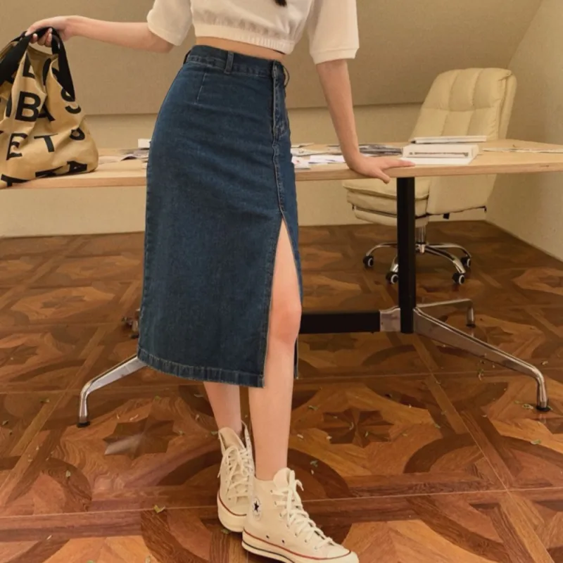 IDLE SOUL Denim Long Skirt Women's-3