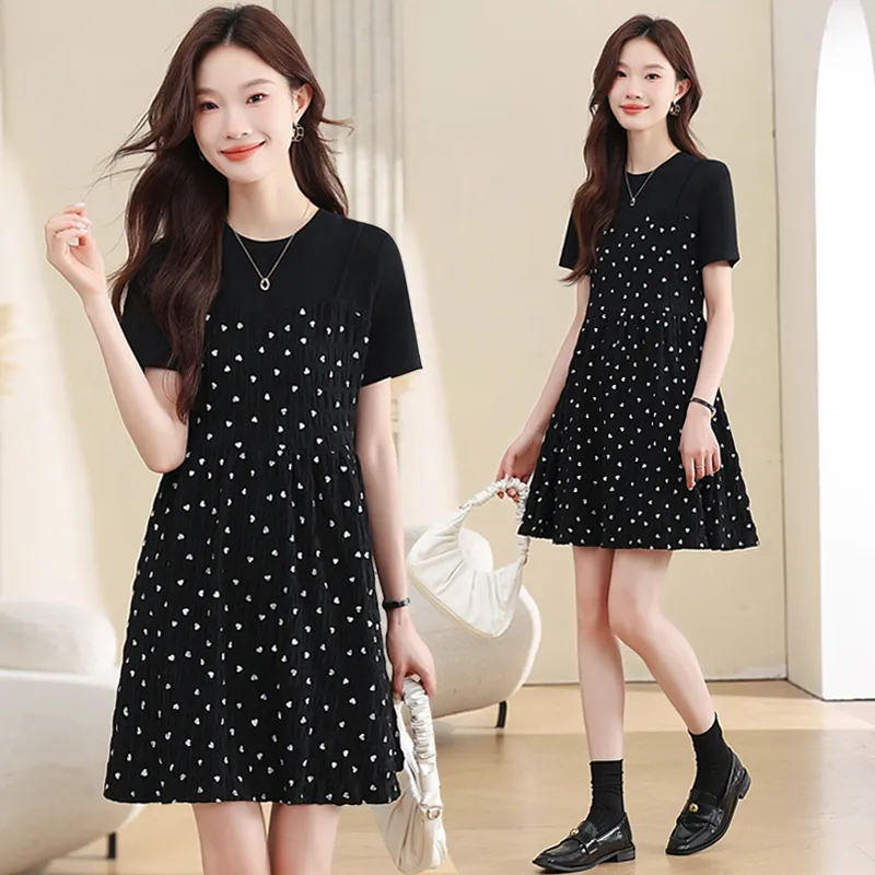 IDLE SOUL Short Sleeved Dress Women's Black-2