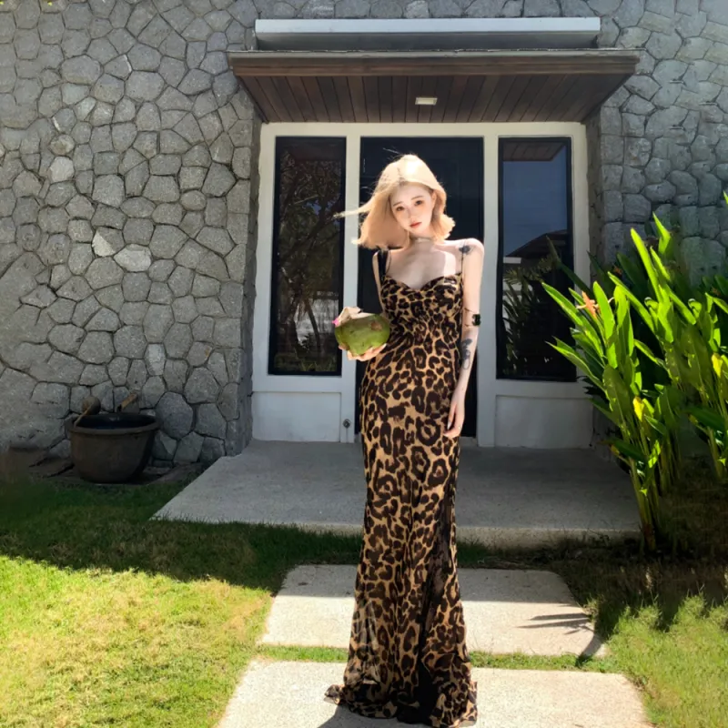 IDLE SOUL Slip Dresses Women's Leopard Print-2