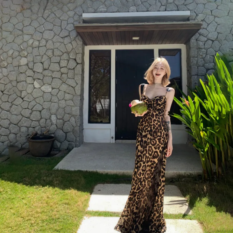 IDLE SOUL Slip Dresses Women's Leopard Print-3