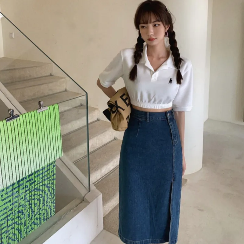 IDLE SOUL Denim Long Skirt Women's-2