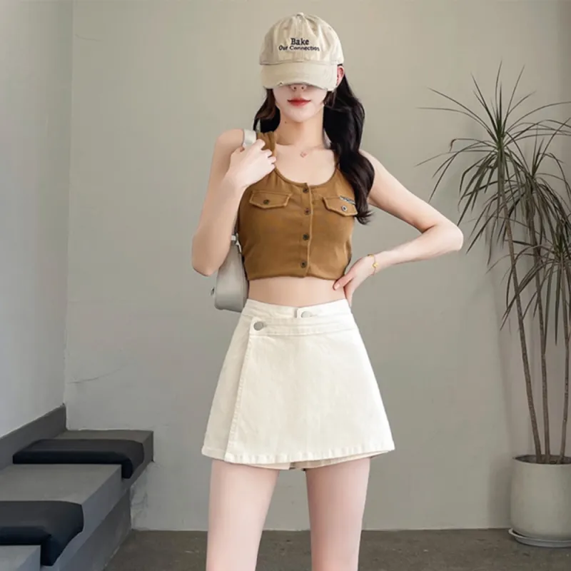 IDLE SOUL Denim Shorts Women's Ecru-5