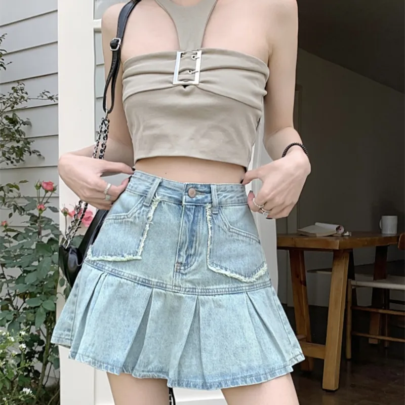 IDLE SOUL Denim Short Skirts Women's-4