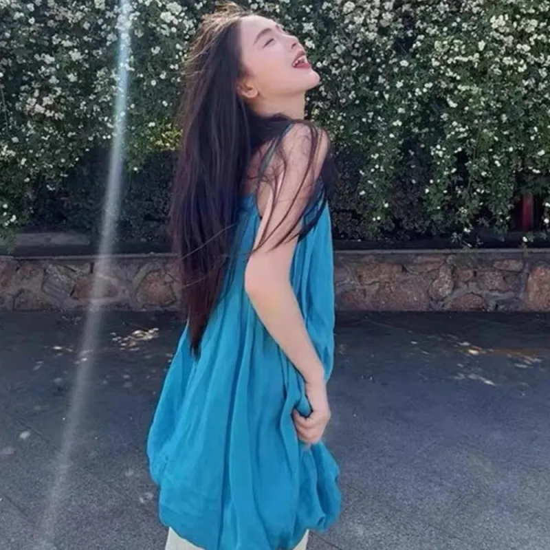 IDLE SOUL Slip Dresses Women's Lake Blue-6