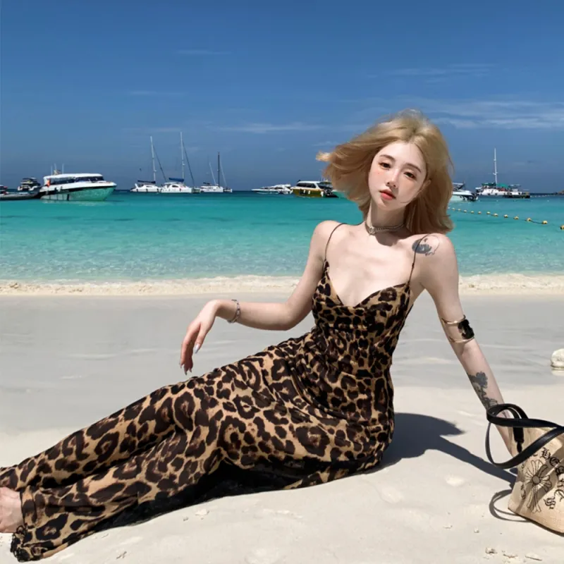 IDLE SOUL Slip Dresses Women's Leopard Print-6
