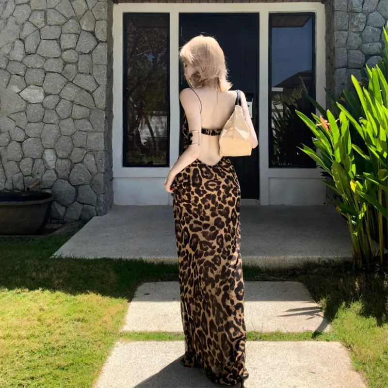 IDLE SOUL Slip Dresses Women's Leopard Print-7