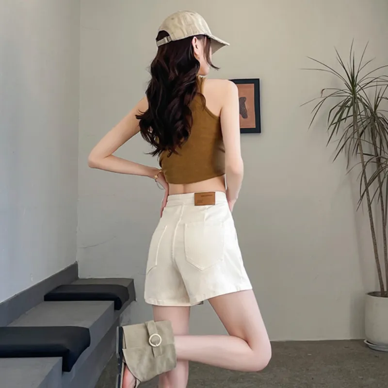 IDLE SOUL Denim Shorts Women's Ecru-2