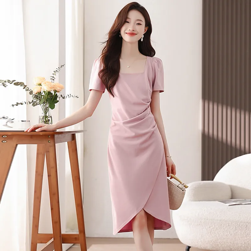 IDLE SOUL Short Sleeved Dress Women's Pink-3