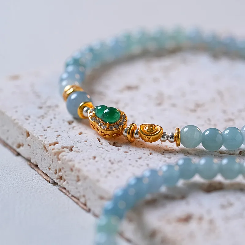 Amy's Garden Glutinous Jade Blue Water Jadeite Bracelet Women's-2