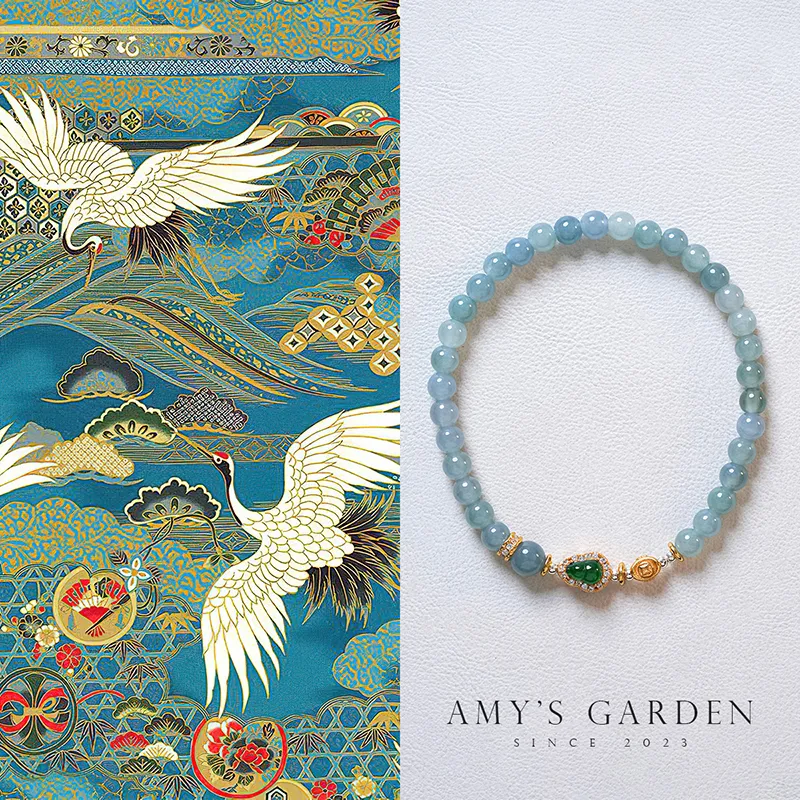 Amy's Garden Glutinous Jade Blue Water Jadeite Bracelet Women's-1
