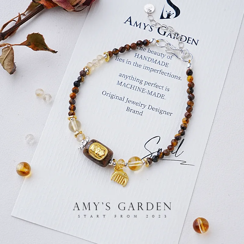 Amy's Garden Natural Tiger's Eye Stone Jade Bracelets Women's-3