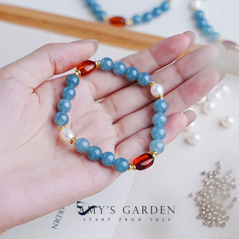 Amy's Garden Glutinous Jade Blue Water Jadeite Bracelet Women's-2
