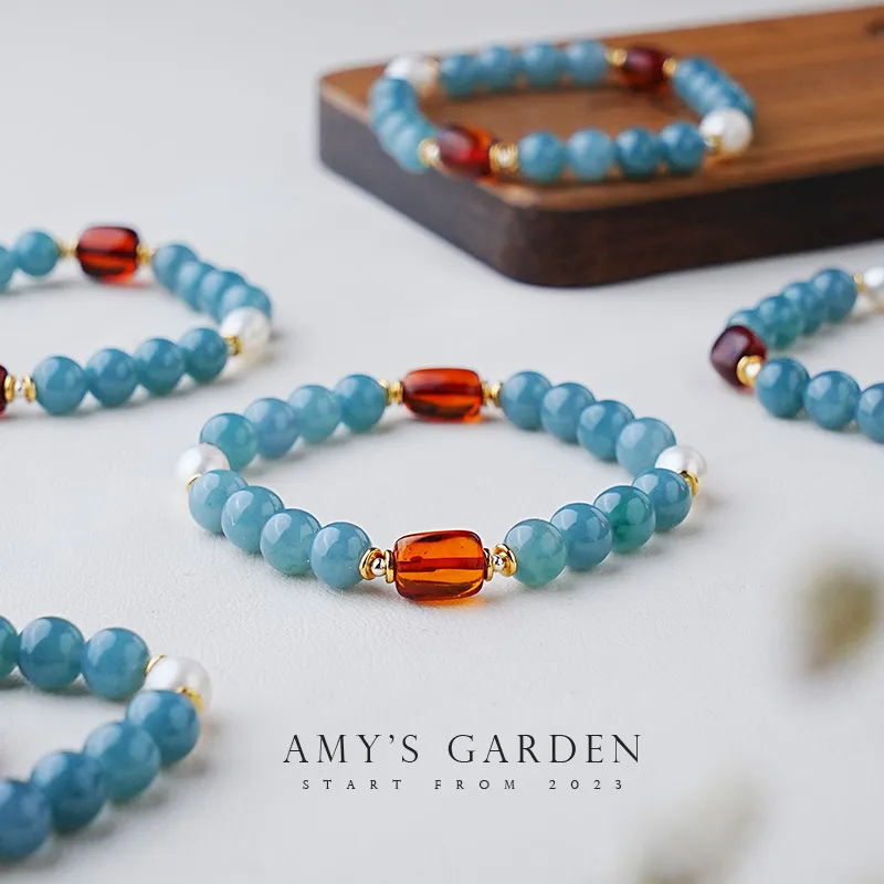 Amy's Garden Glutinous Jade Blue Water Jadeite Bracelet Women's-1