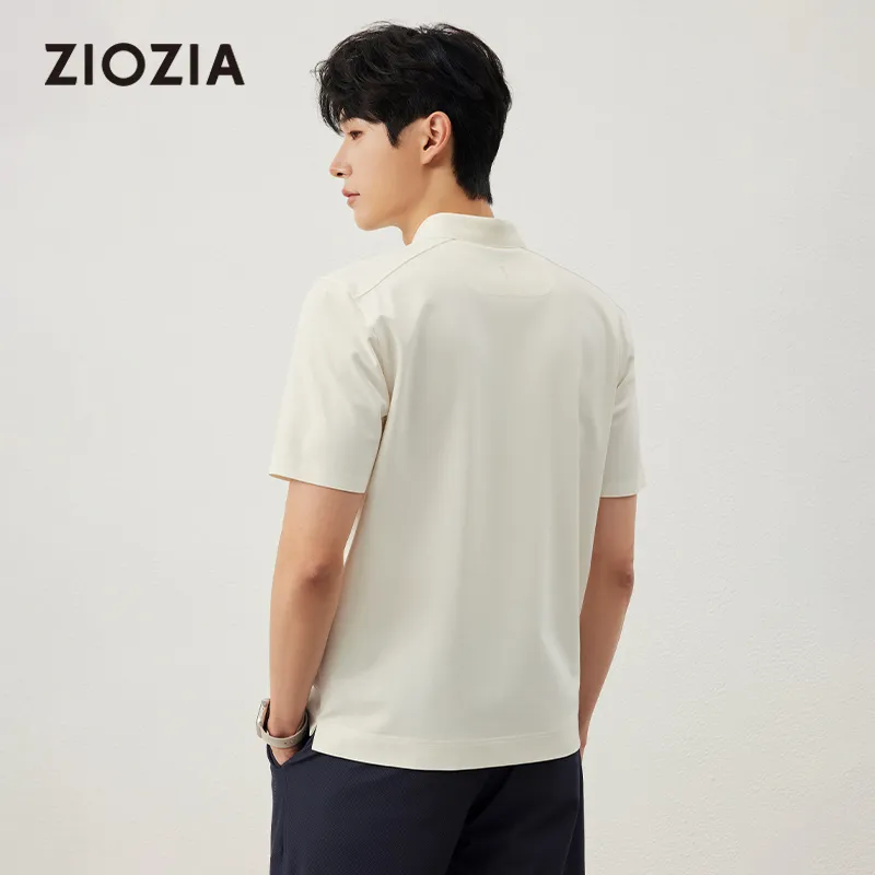 ZIOZIA x TONGQINNANZHUANG Summer Polo Shirt Men's White-3