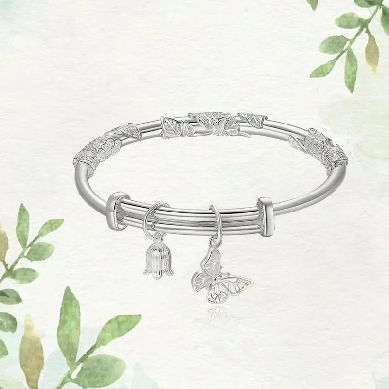 ZHONGLING 999 Fine Silver Sterling Silver Bracelets Women's-1