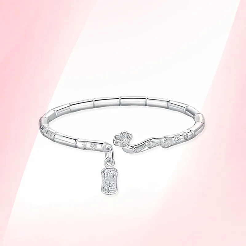 ZHONGLING 999 Fine Silver Sterling Silver Bracelets Women's-5