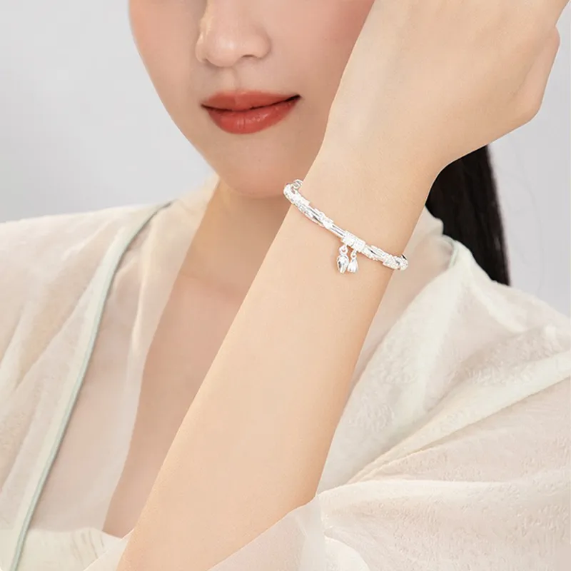 ZHONGLING 999 Fine Silver Sterling Silver Bracelets Women's-4