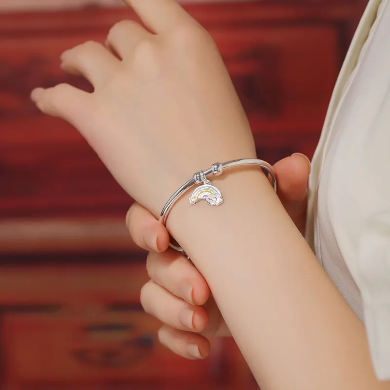 ZHONGLING 999 Fine Silver Bangles Women's-5