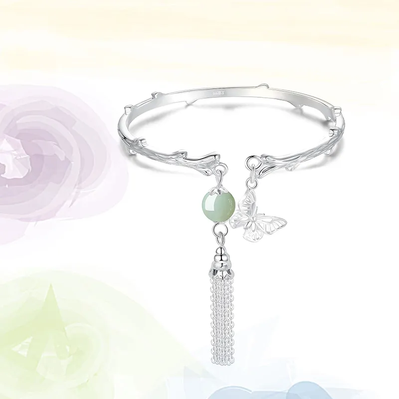 ZHONGLING 999 Fine Silver Sterling Silver Bracelets Women's-2